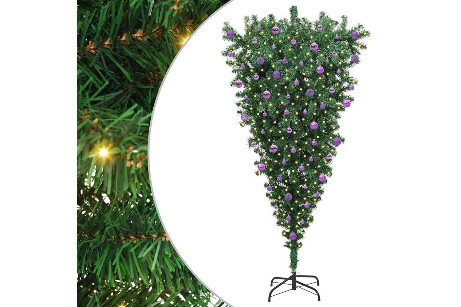 Vidaxl Upside-down Artificial Pre-lit Christmas Tree With Ball Set