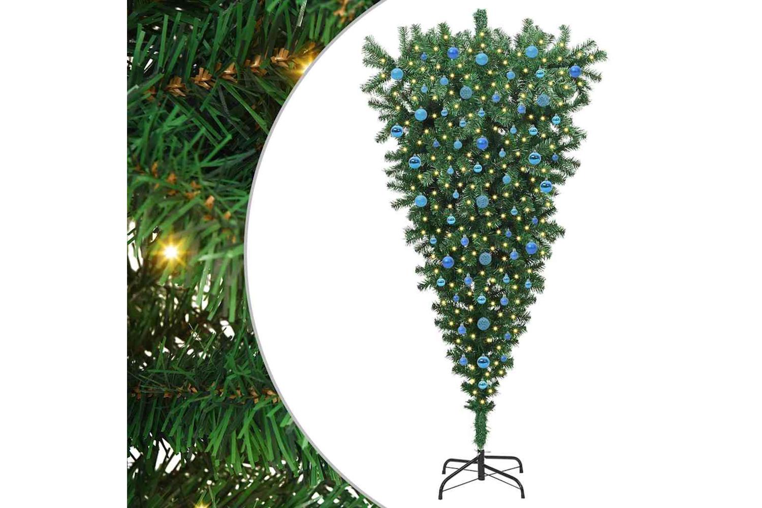 Vidaxl Upside-down Artificial Pre-lit Christmas Tree With Ball Set
