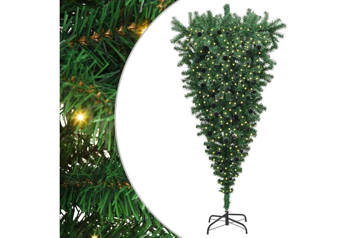 Vidaxl Upside-down Artificial Pre-lit Christmas Tree With Ball Set