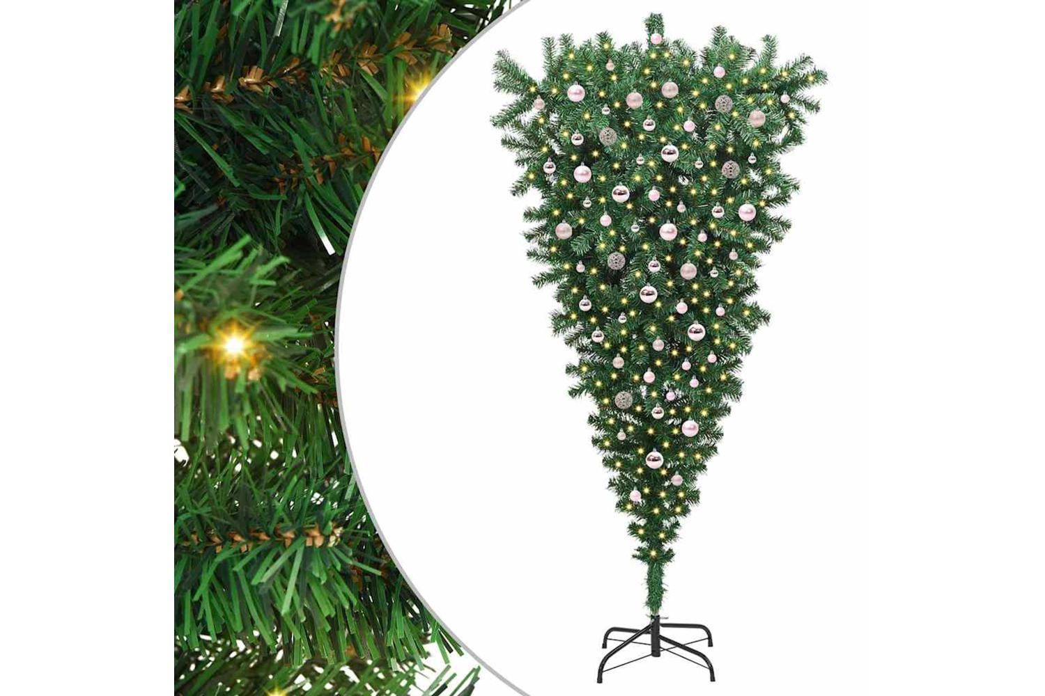 Vidaxl Upside-down Artificial Pre-lit Christmas Tree With Ball Set