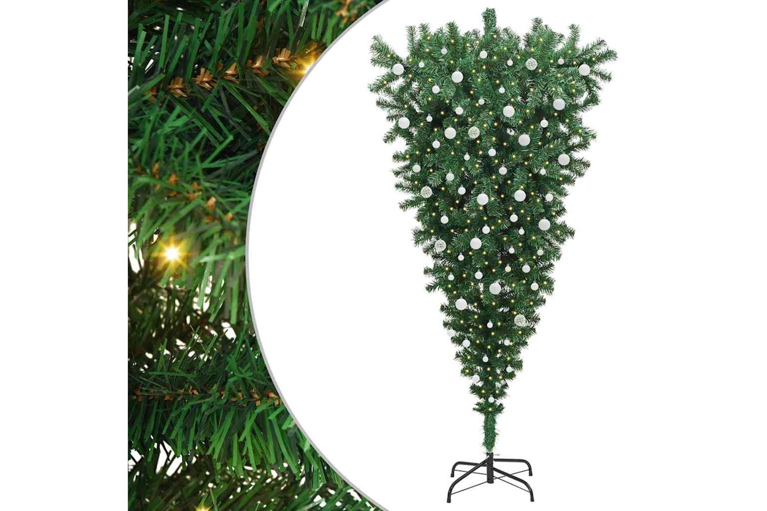 Vidaxl Upside-down Artificial Pre-lit Christmas Tree With Ball Set
