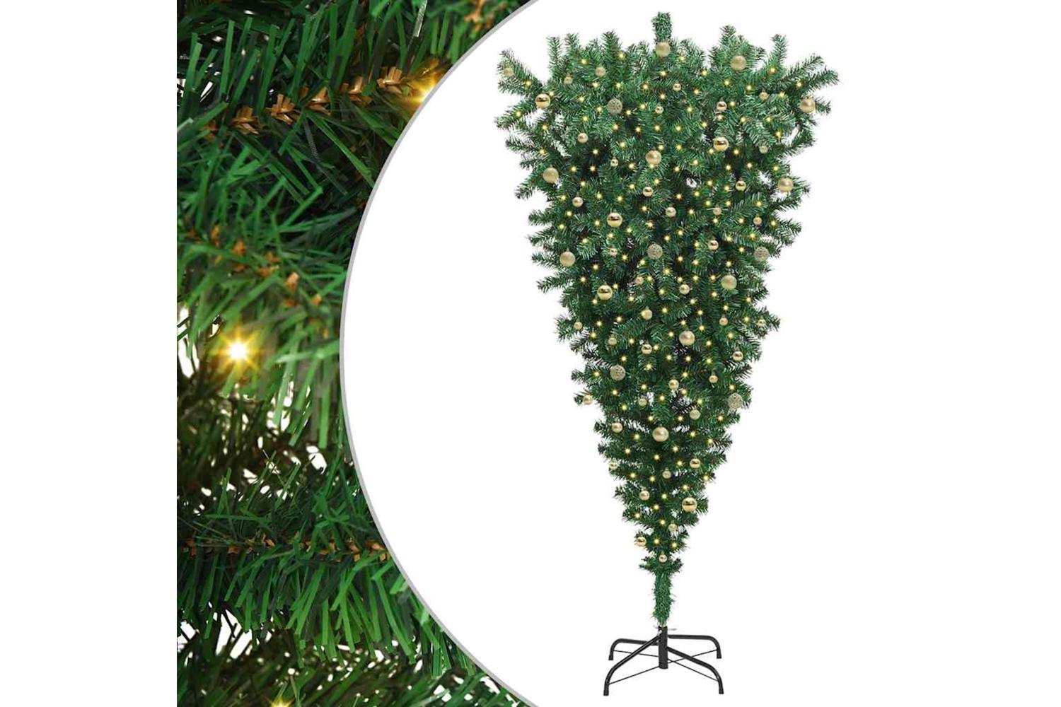 Vidaxl Upside-down Artificial Pre-lit Christmas Tree With Ball Set