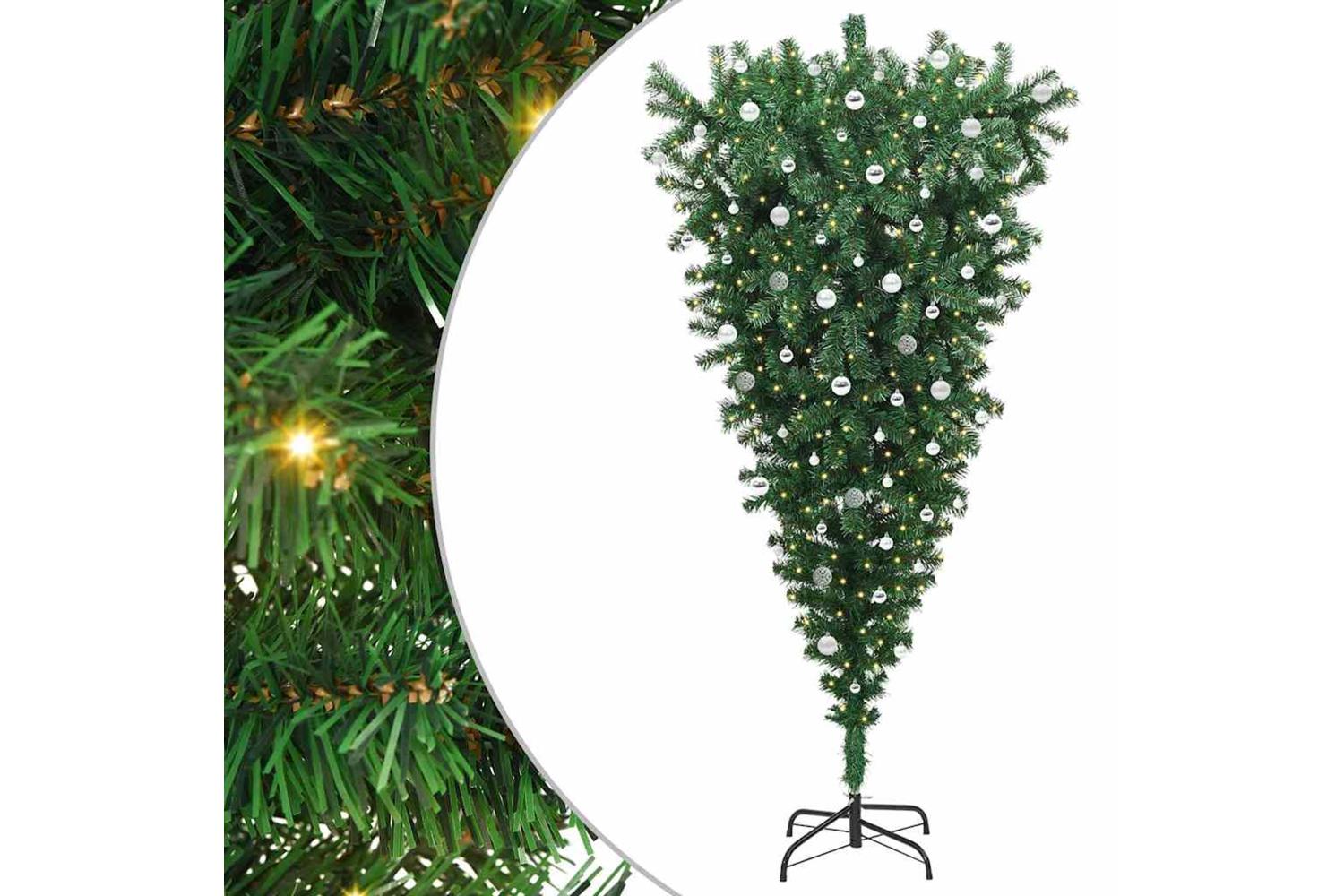 Vidaxl Upside-down Artificial Pre-lit Christmas Tree With Ball Set