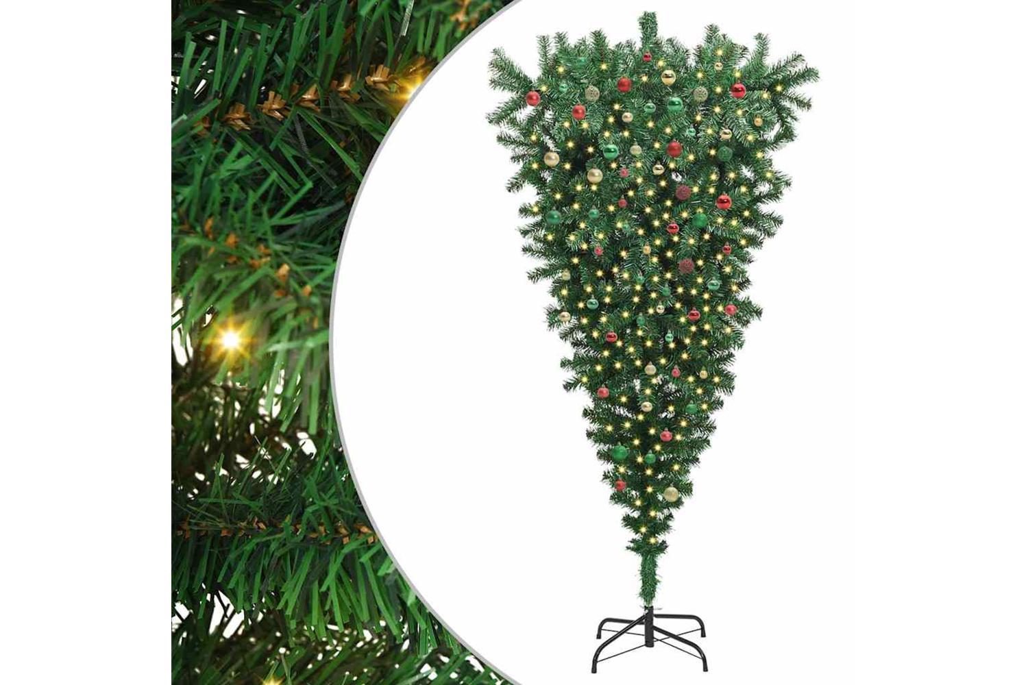 Vidaxl Upside-down Artificial Pre-lit Christmas Tree With Ball Set