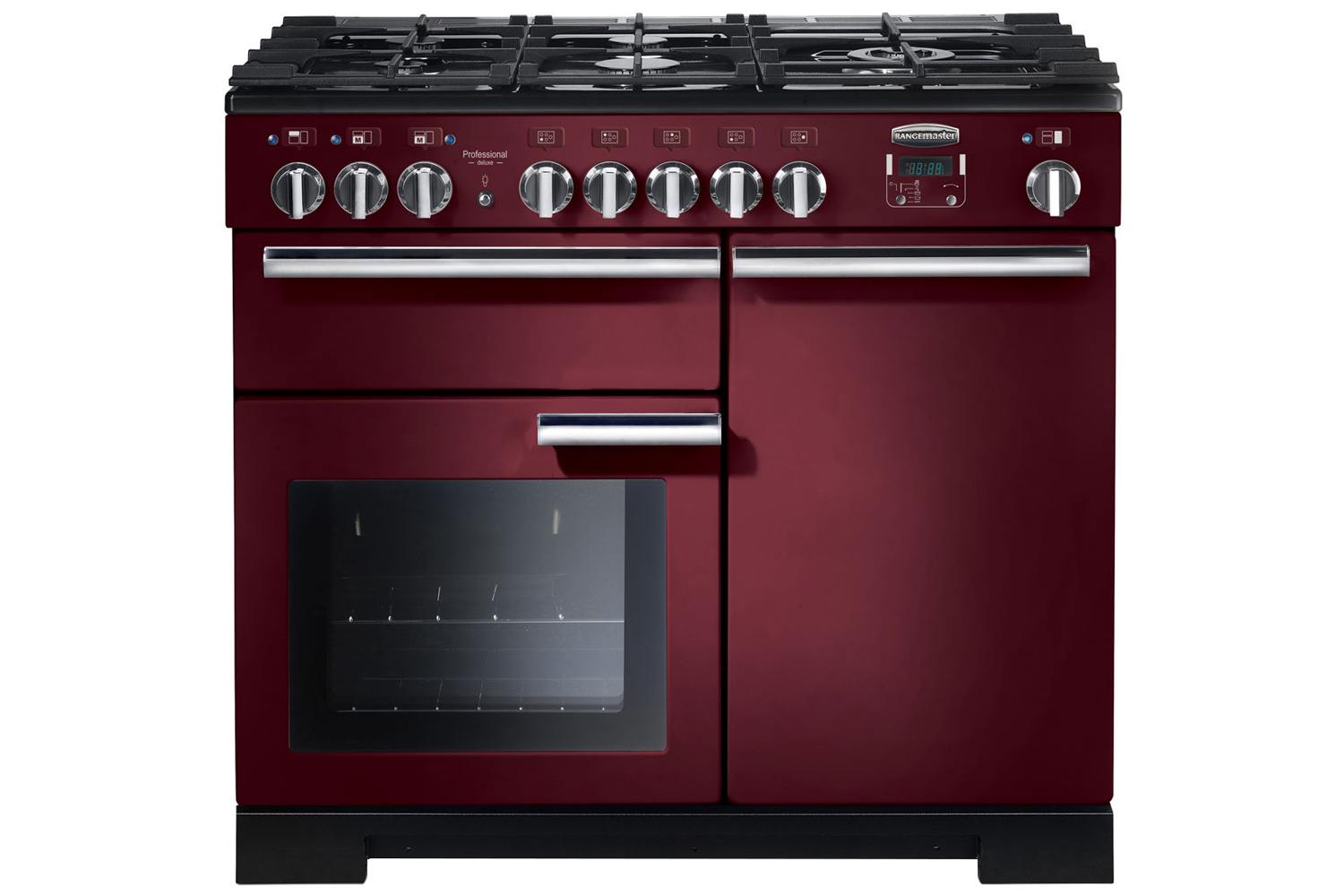 Rangemaster Professional Deluxe 100cm Dual Fuel Range Cooker | PDL100DFFCY/C | Cranberry