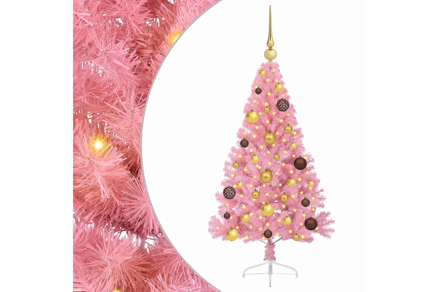 Vidaxl Artificial Pre-lit Christmas Tree With 150 Leds Pink 120 Cm Pvc