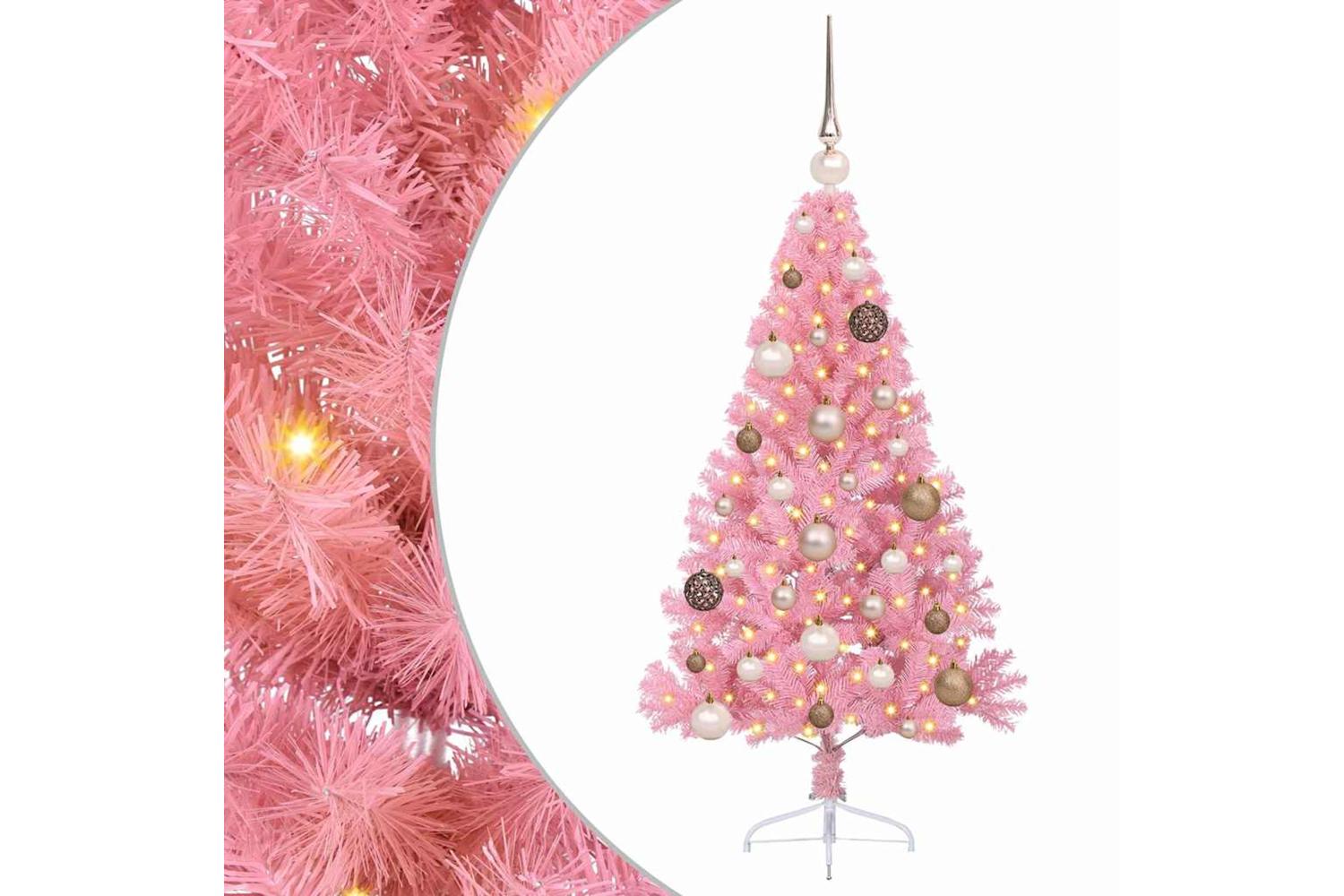 Vidaxl Artificial Pre-lit Christmas Tree With 150 Leds Pink 120 Cm Pvc