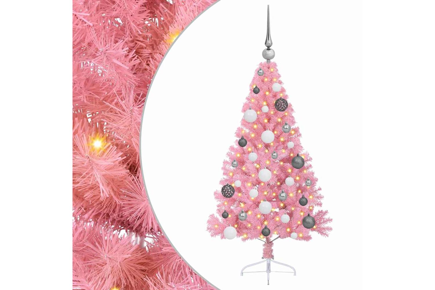 Vidaxl Artificial Pre-lit Christmas Tree With 150 Leds Pink 120 Cm Pvc