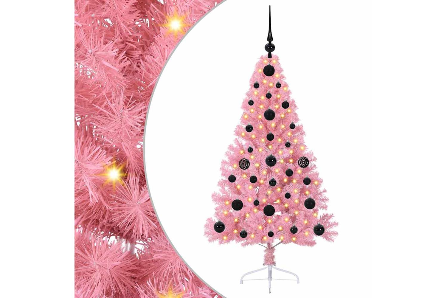 Vidaxl Artificial Pre-lit Christmas Tree With 150 Leds Pink 120 Cm Pvc