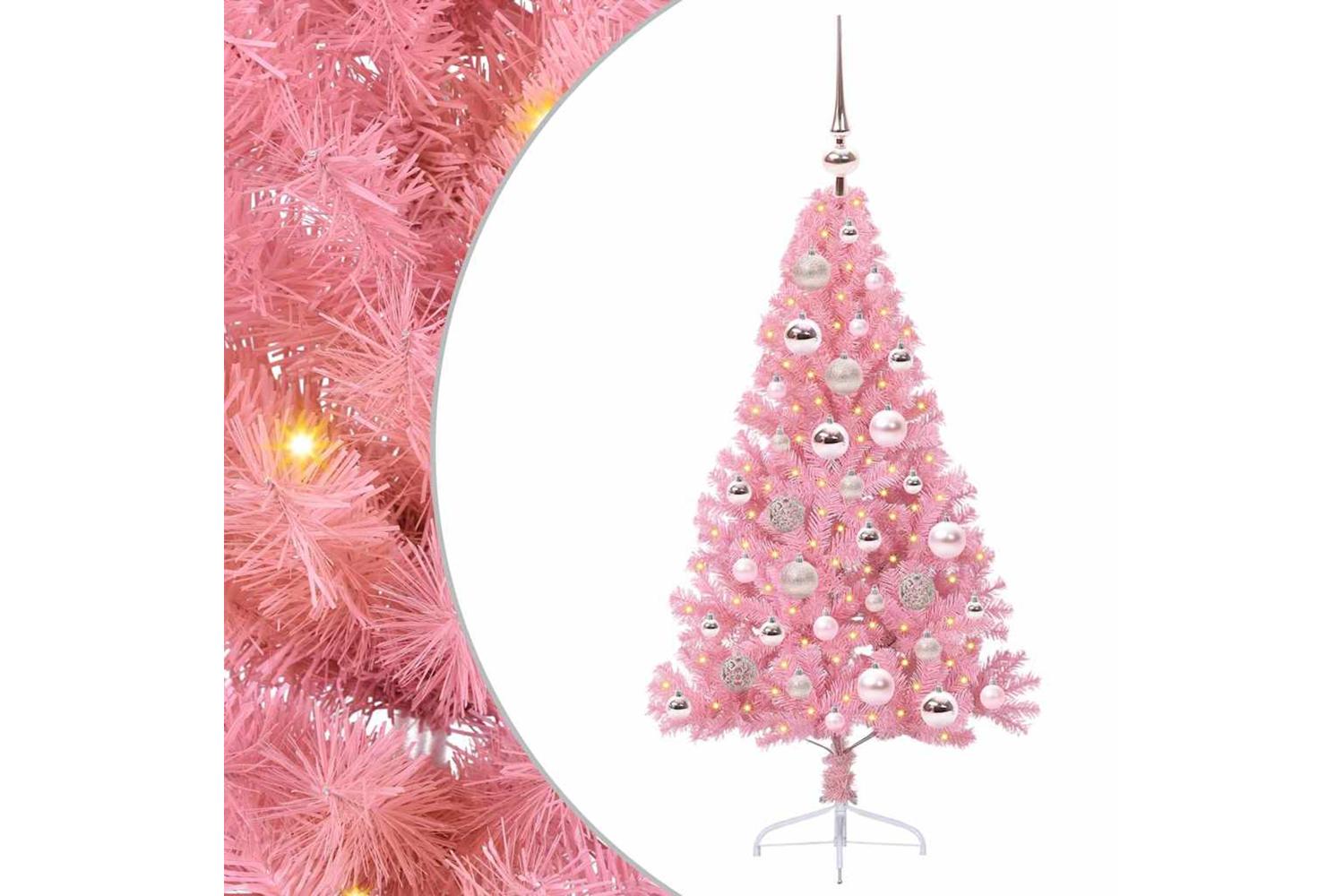Vidaxl Artificial Pre-lit Christmas Tree With 150 Leds Pink 120 Cm Pvc
