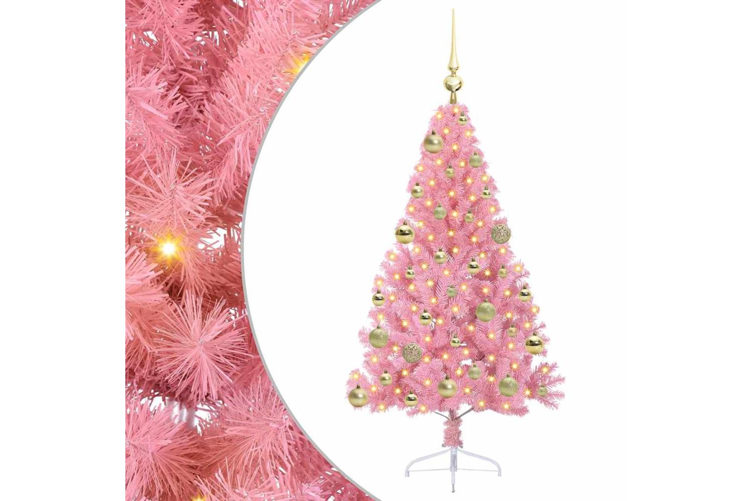 Vidaxl Artificial Pre-lit Christmas Tree With 150 Leds Pink 120 Cm Pvc