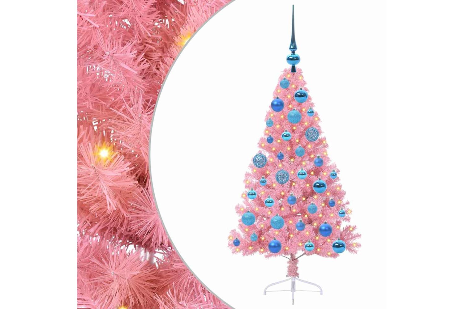 Vidaxl Artificial Pre-lit Christmas Tree With 150 Leds Pink 120 Cm Pvc