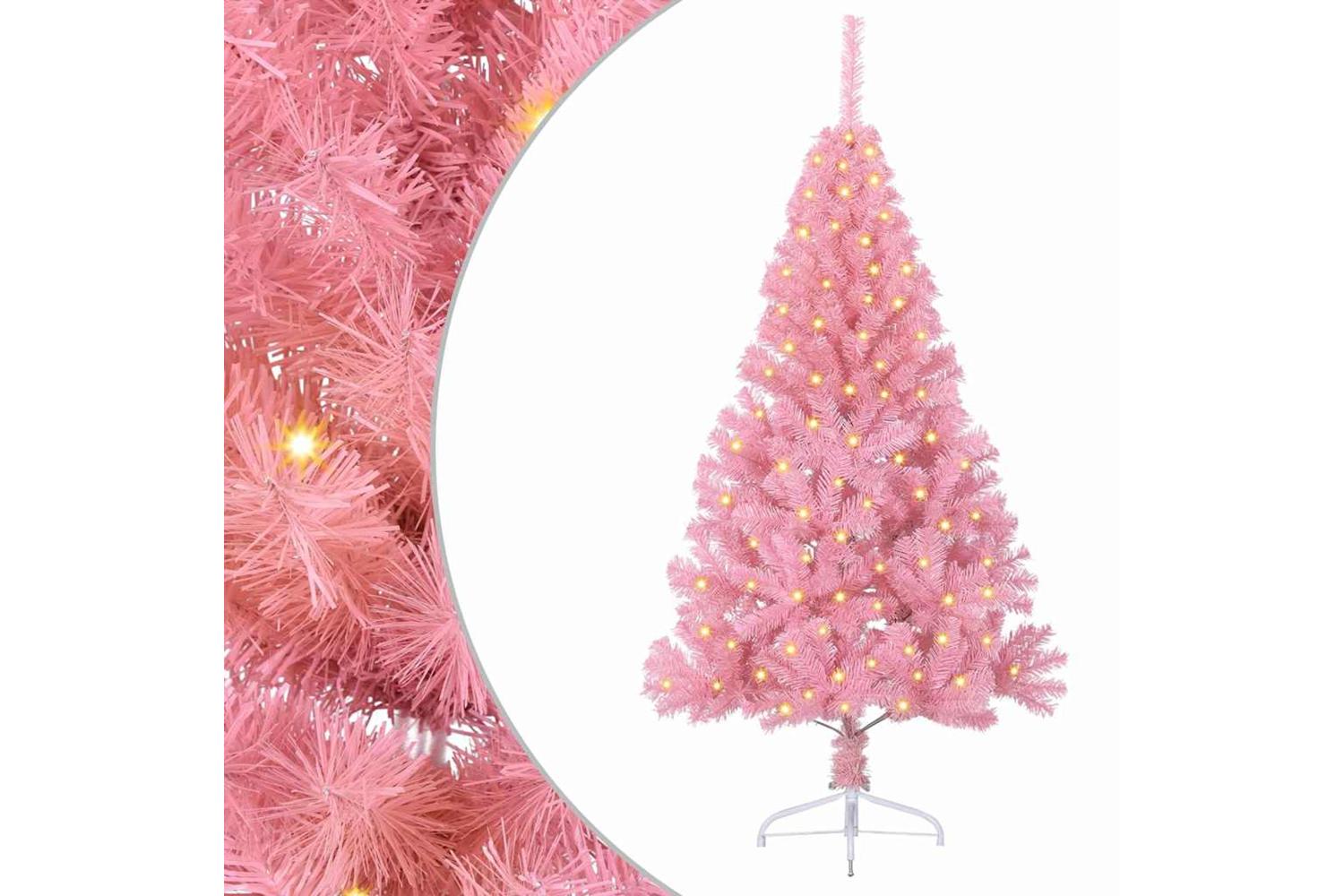 Vidaxl Artificial Pre-lit Christmas Tree With 150 Leds Pink 150 Cm Pvc