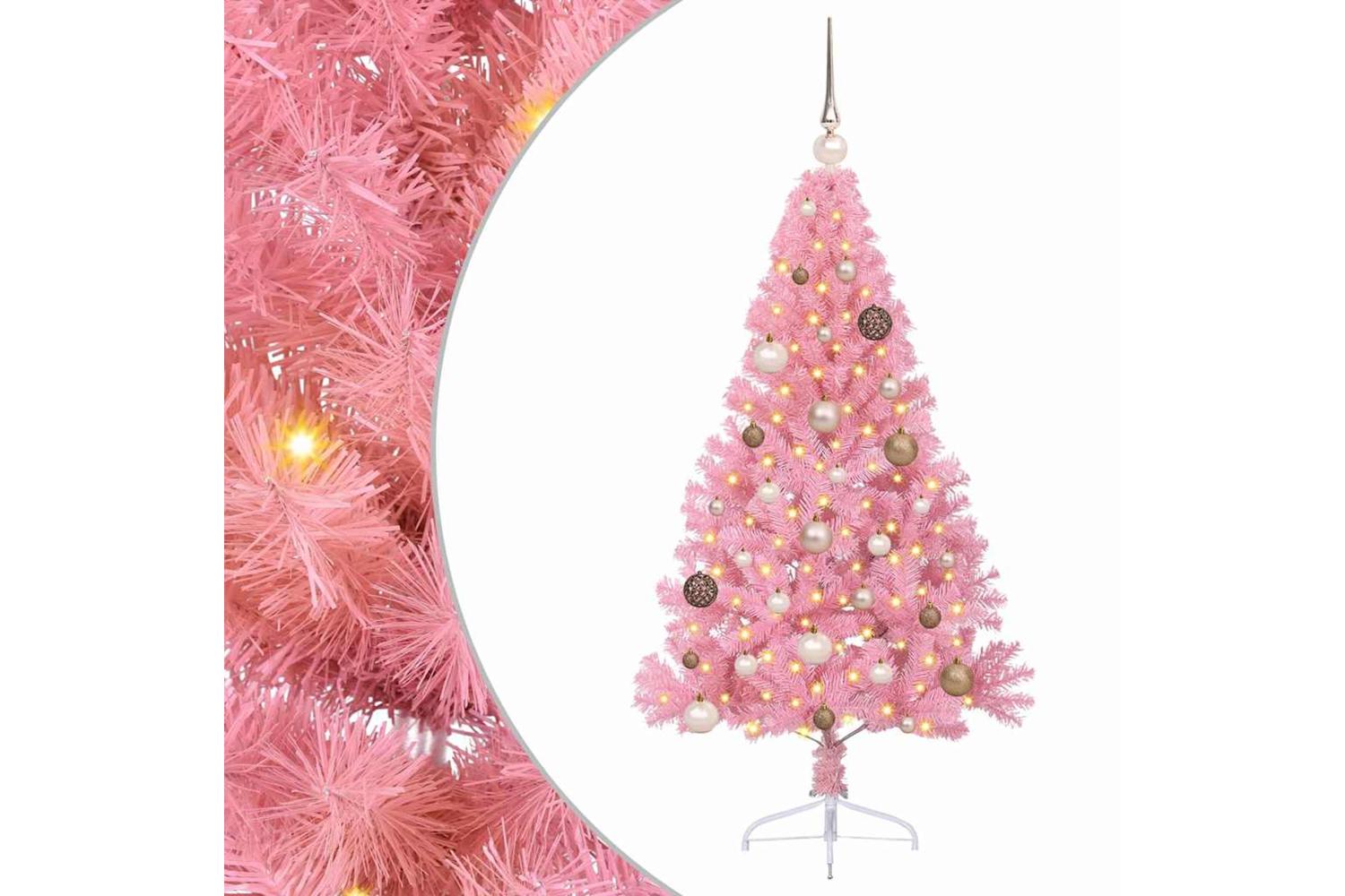Vidaxl Artificial Pre-lit Christmas Tree With 150 Leds Pink 150 Cm Pvc