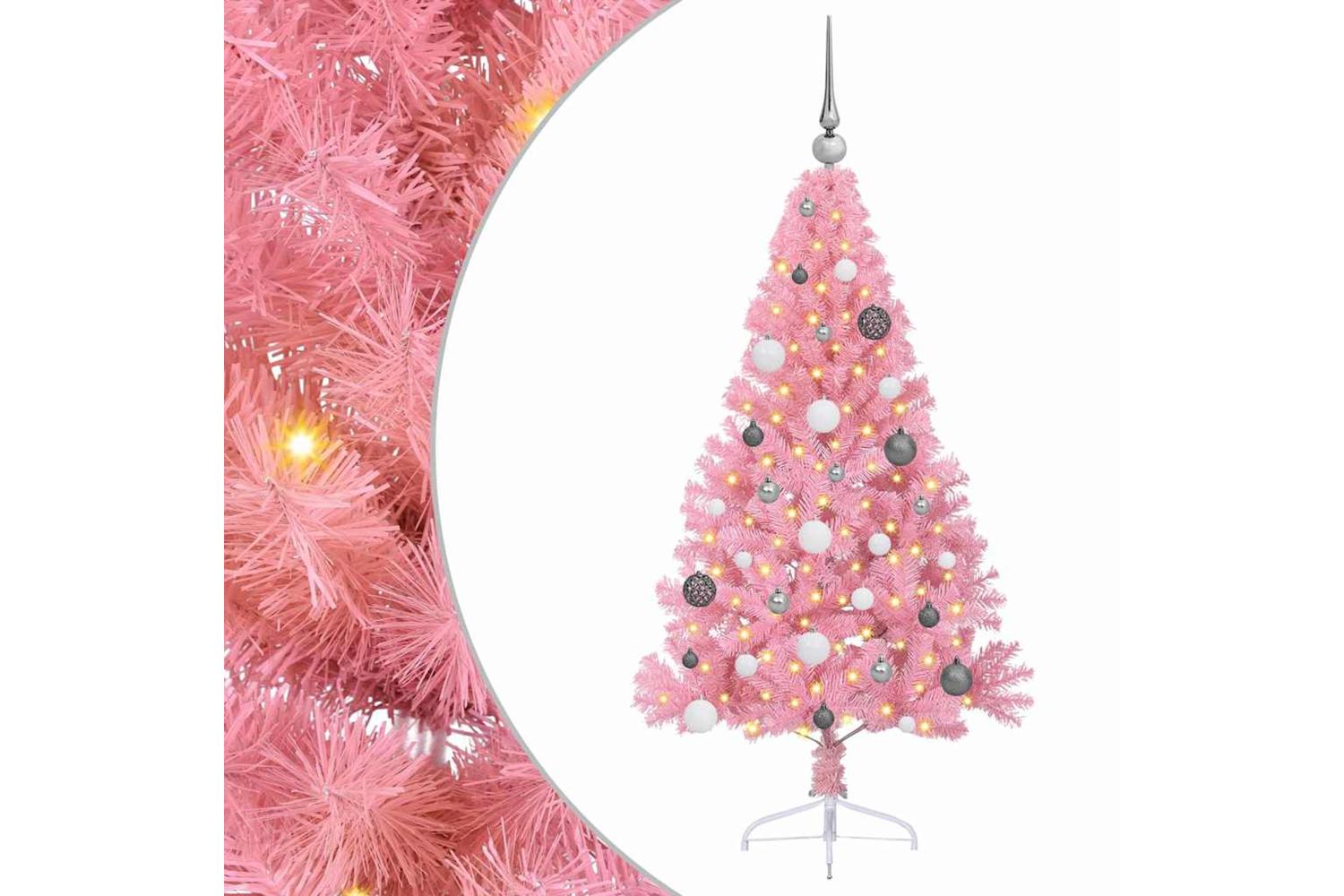 Vidaxl Artificial Pre-lit Christmas Tree With 150 Leds Pink 150 Cm Pvc