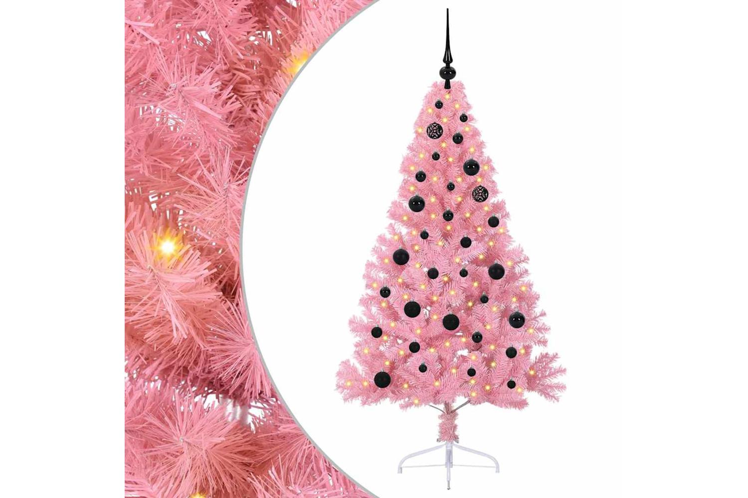 Vidaxl Artificial Pre-lit Christmas Tree With 150 Leds Pink 150 Cm Pvc