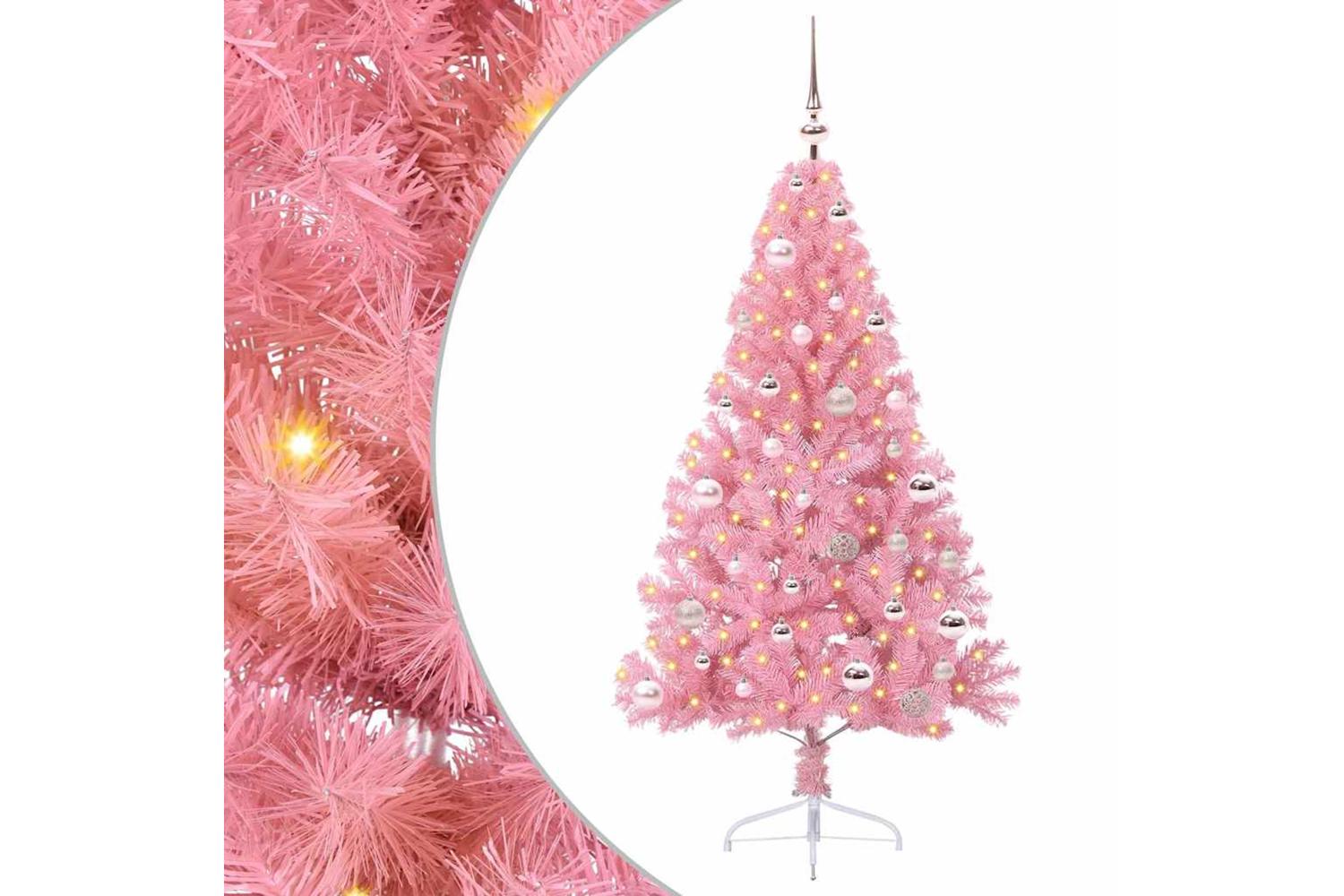 Vidaxl Artificial Pre-lit Christmas Tree With 150 Leds Pink 150 Cm Pvc