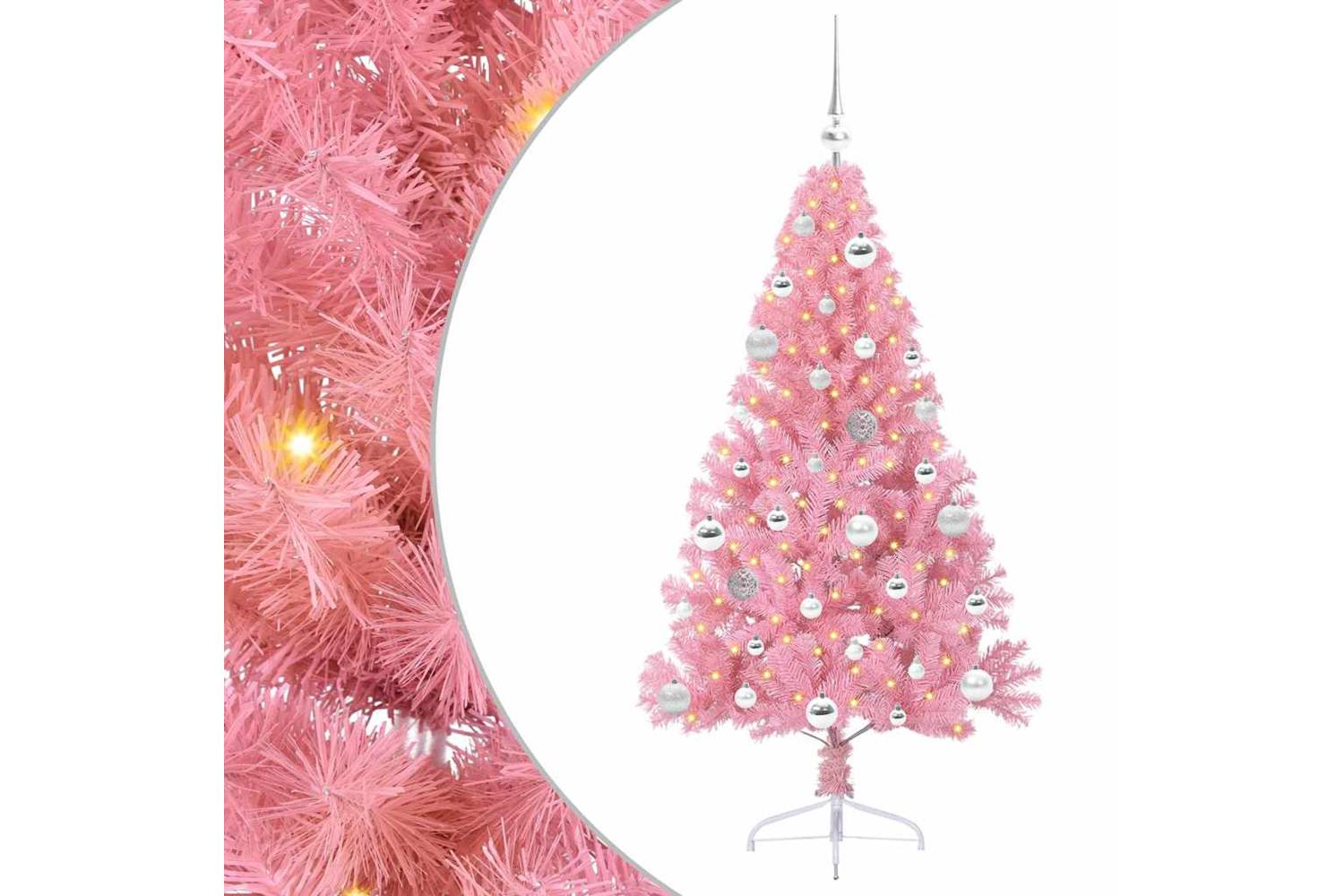 Vidaxl Artificial Pre-lit Christmas Tree With 150 Leds Pink 150 Cm Pvc