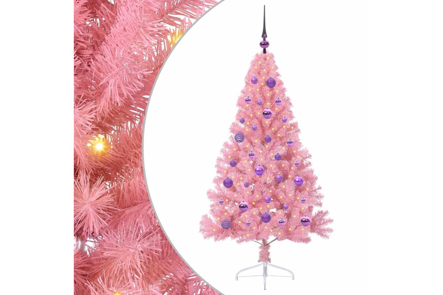 Vidaxl Artificial Pre-lit Christmas Tree With 150 Leds Pink 150 Cm Pvc