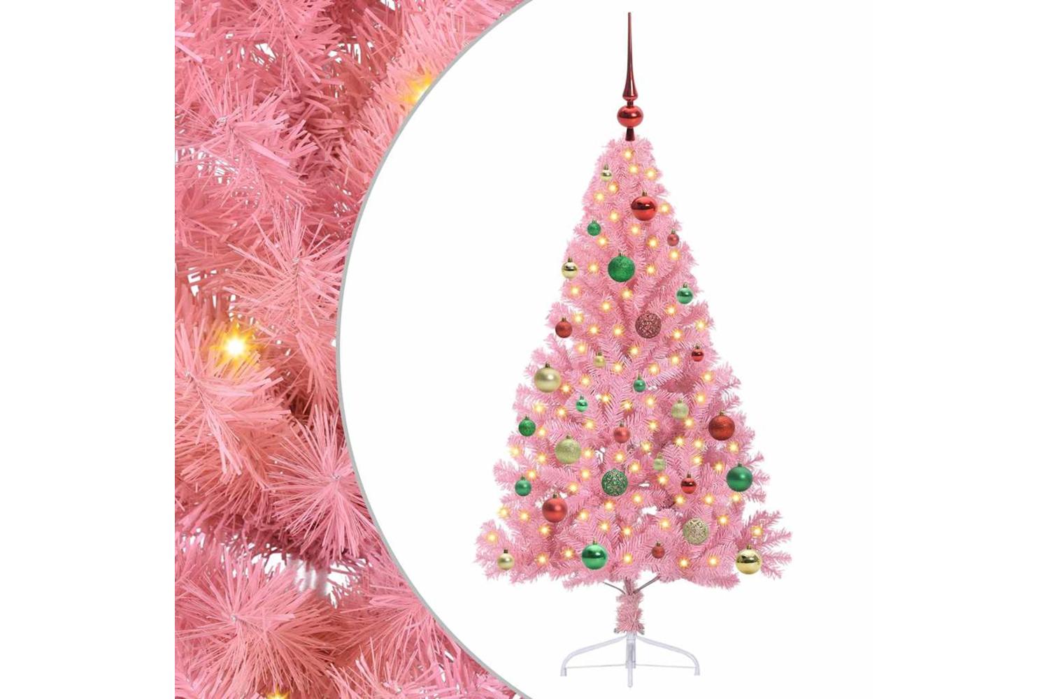 Vidaxl Artificial Pre-lit Christmas Tree With 150 Leds Pink 150 Cm Pvc