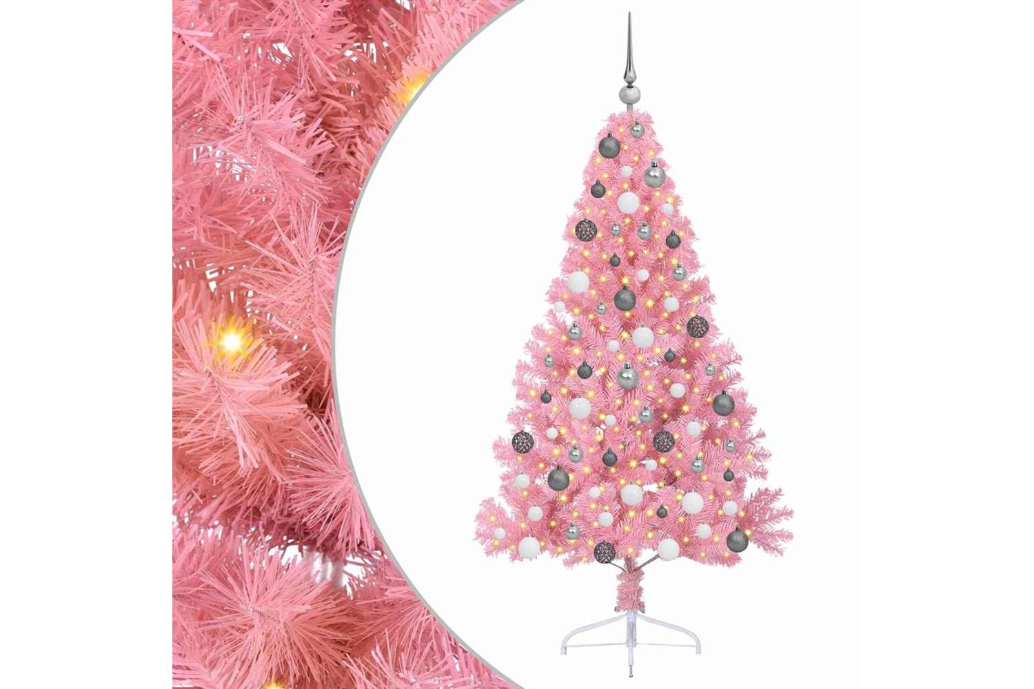 Vidaxl Artificial Pre-lit Christmas Tree With 300 Leds Pink 180 Cm Pvc