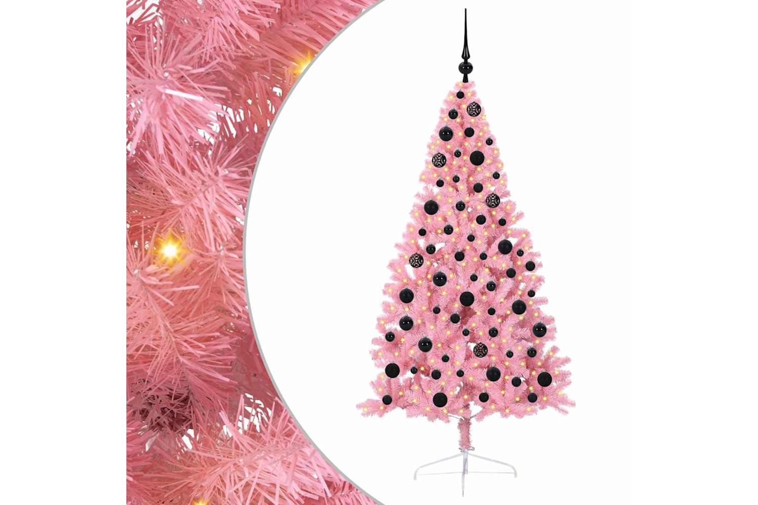 Vidaxl Artificial Pre-lit Christmas Tree With 300 Leds Pink 180 Cm Pvc