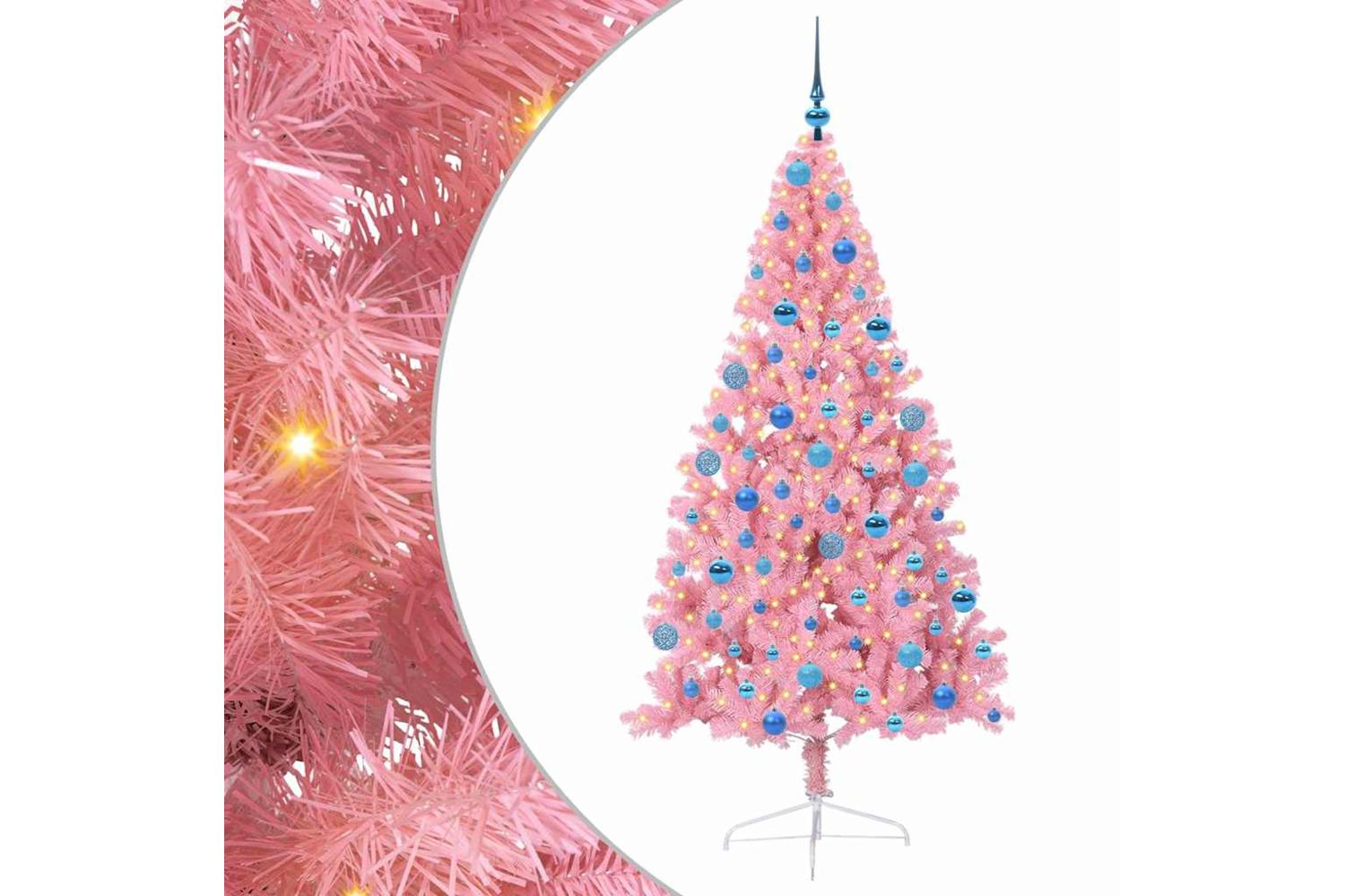 Vidaxl Artificial Pre-lit Christmas Tree With 300 Leds Pink 180 Cm Pvc