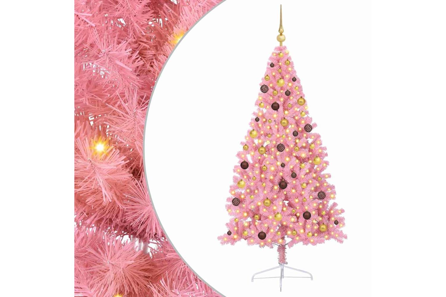 Vidaxl Artificial Pre-lit Christmas Tree With 300 Leds Pink 210 Cm Pvc