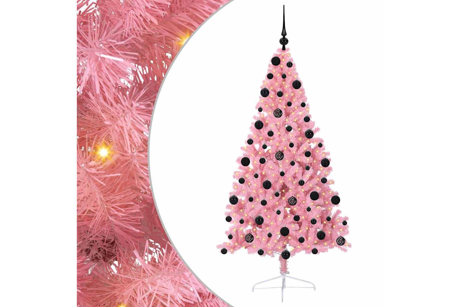 Vidaxl Artificial Pre-lit Christmas Tree With 300 Leds Pink 210 Cm Pvc