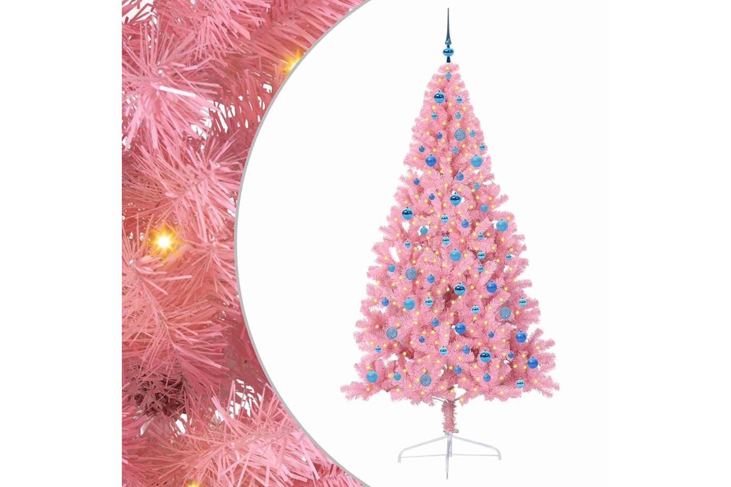 Vidaxl Artificial Pre-lit Christmas Tree With 300 Leds Pink 240 Cm Pvc