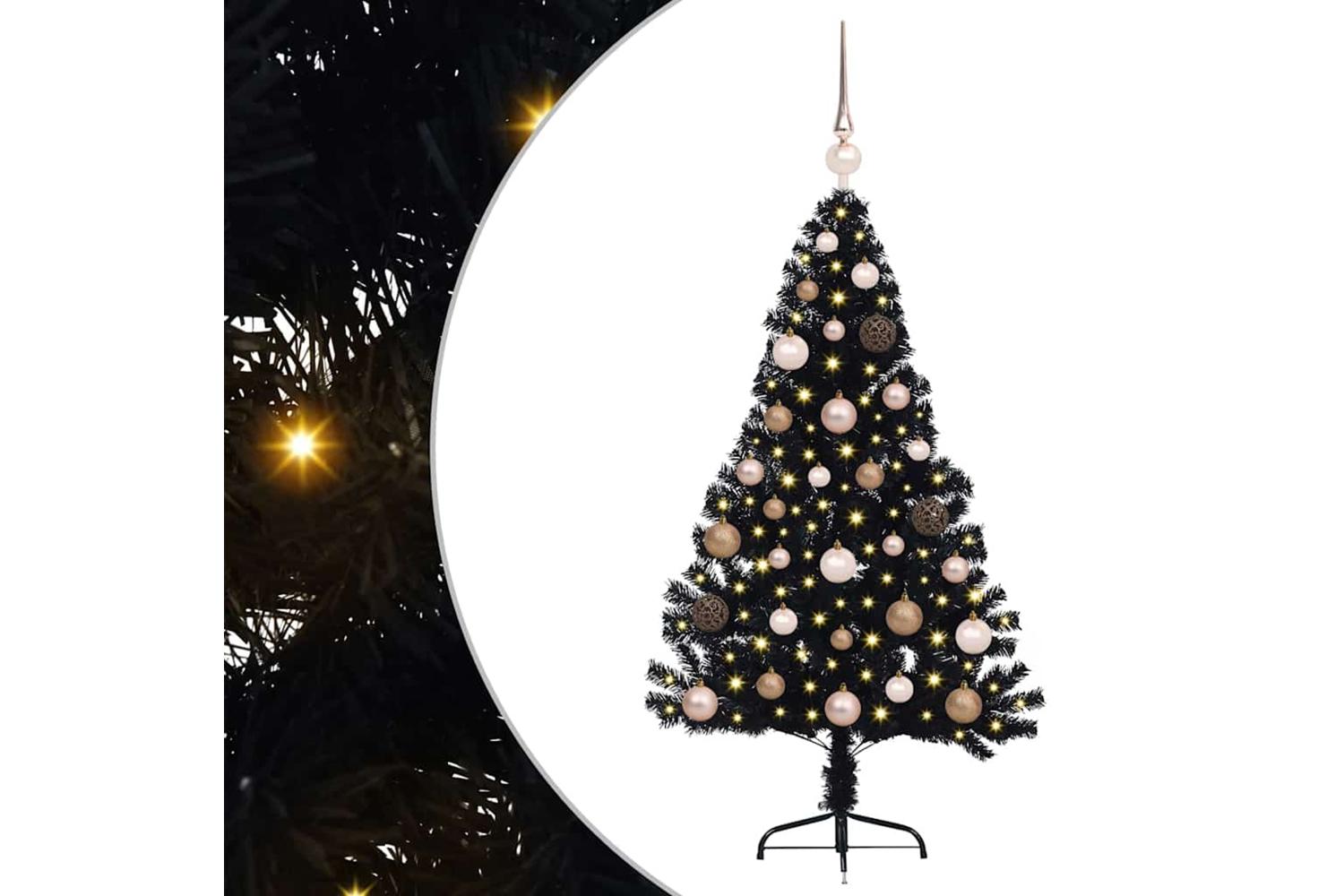Vidaxl Artificial Pre-lit Christmas Tree Black 120 Cm Pvc