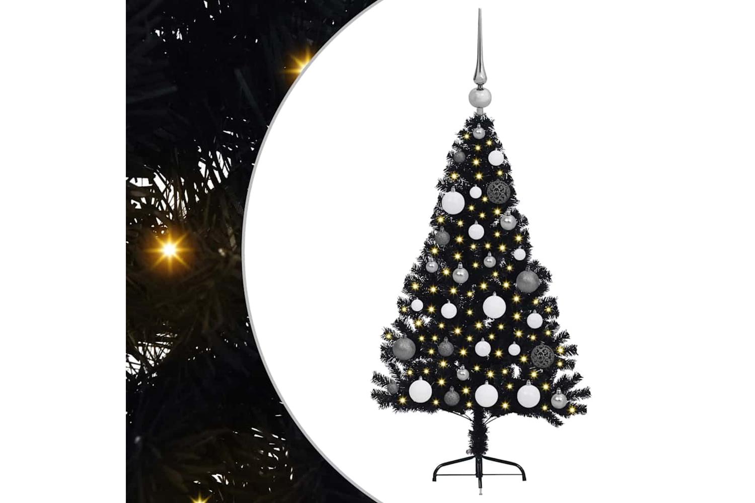 Vidaxl Artificial Pre-lit Christmas Tree Black 120 Cm Pvc