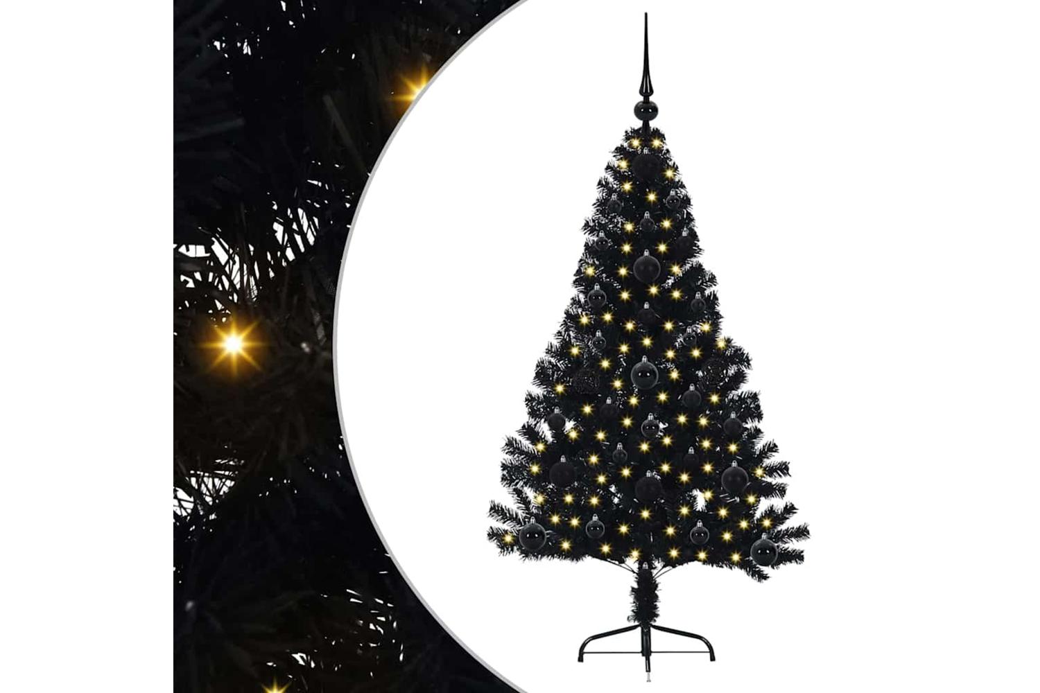 Vidaxl Artificial Pre-lit Christmas Tree Black 120 Cm Pvc