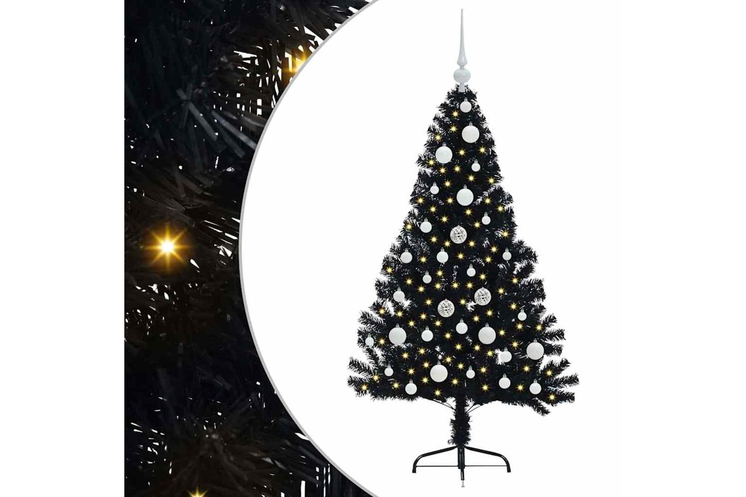 Vidaxl Artificial Pre-lit Christmas Tree Black 120 Cm Pvc