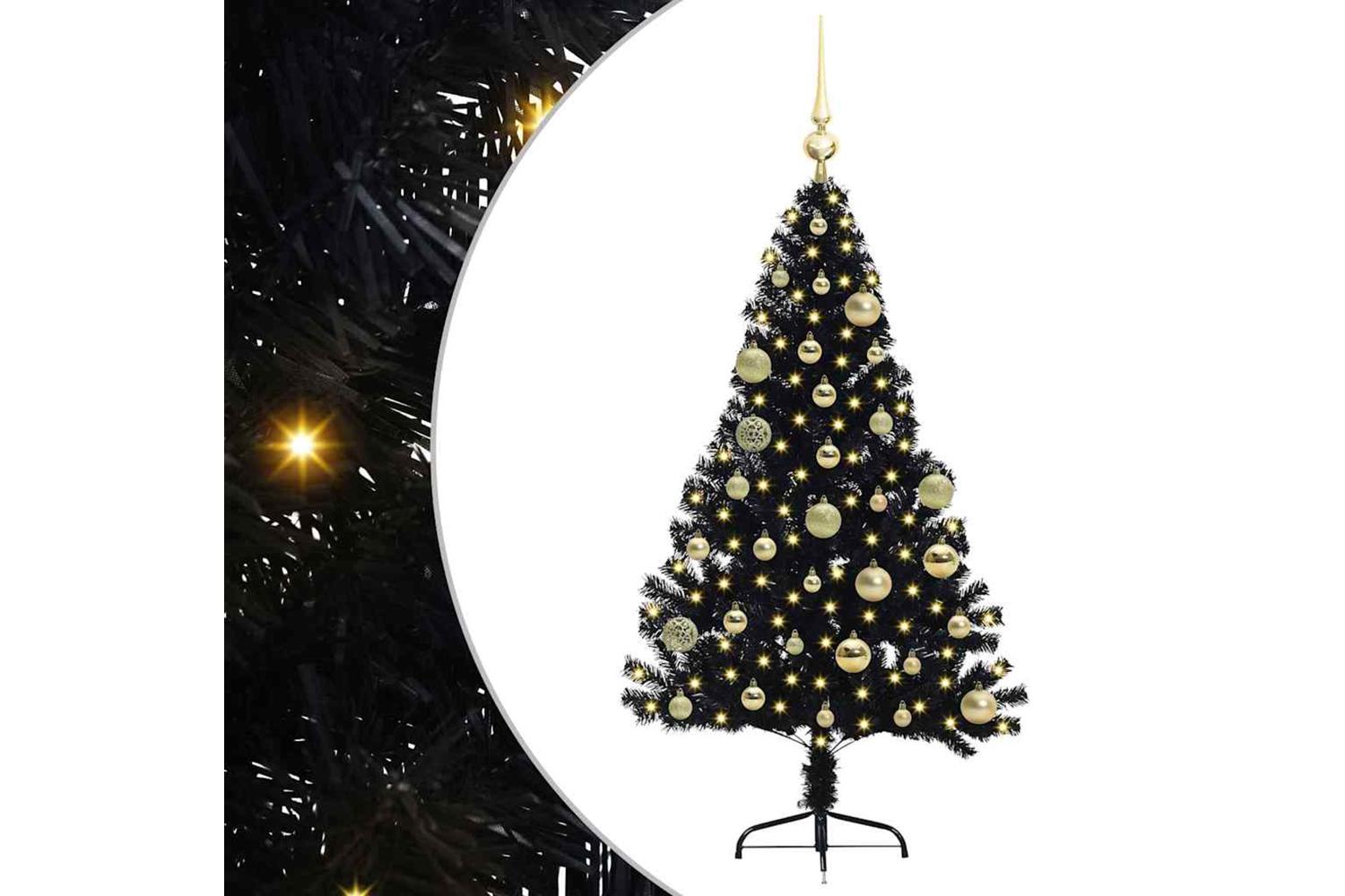 Vidaxl Artificial Pre-lit Christmas Tree Black 120 Cm Pvc