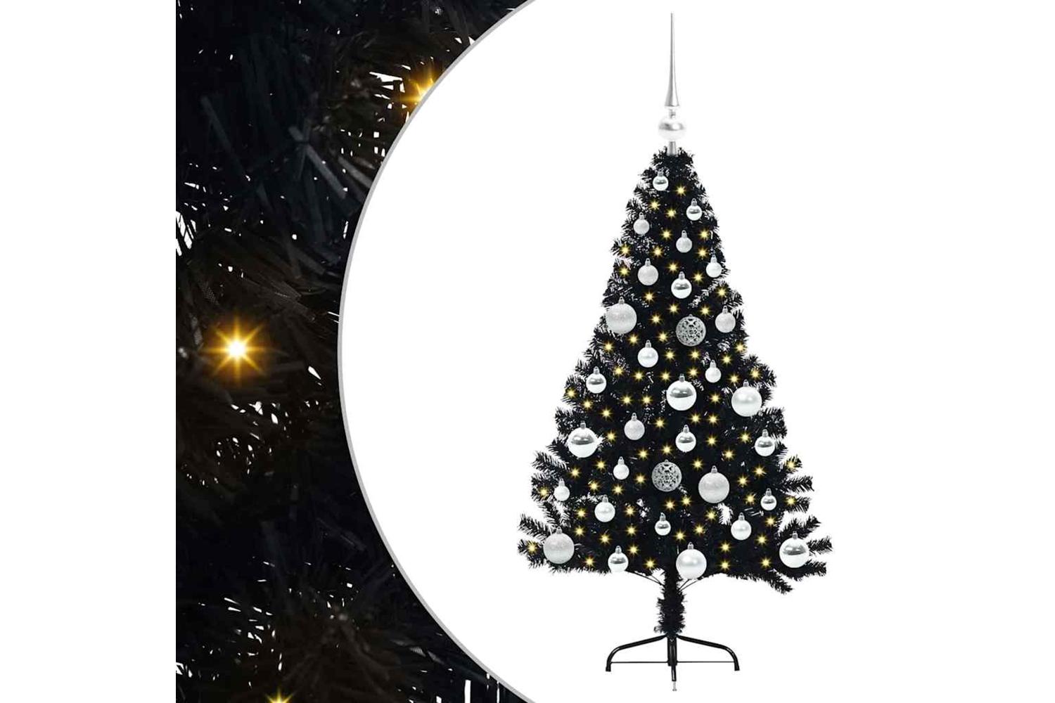 Vidaxl Artificial Pre-lit Christmas Tree Black 120 Cm Pvc
