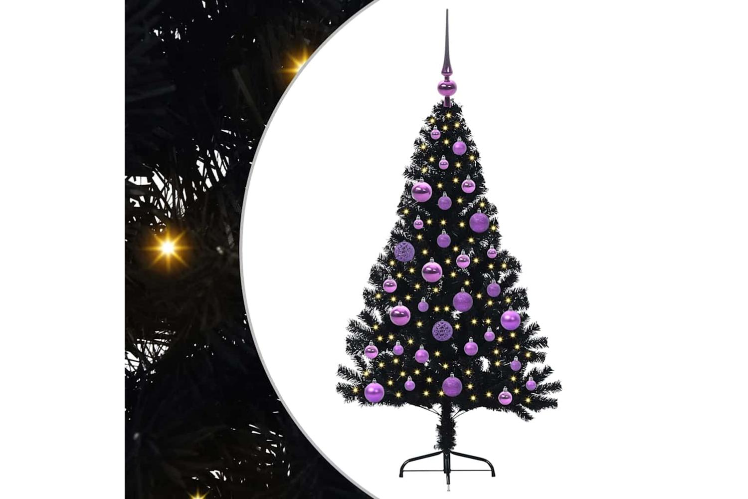 Vidaxl Artificial Pre-lit Christmas Tree Black 120 Cm Pvc