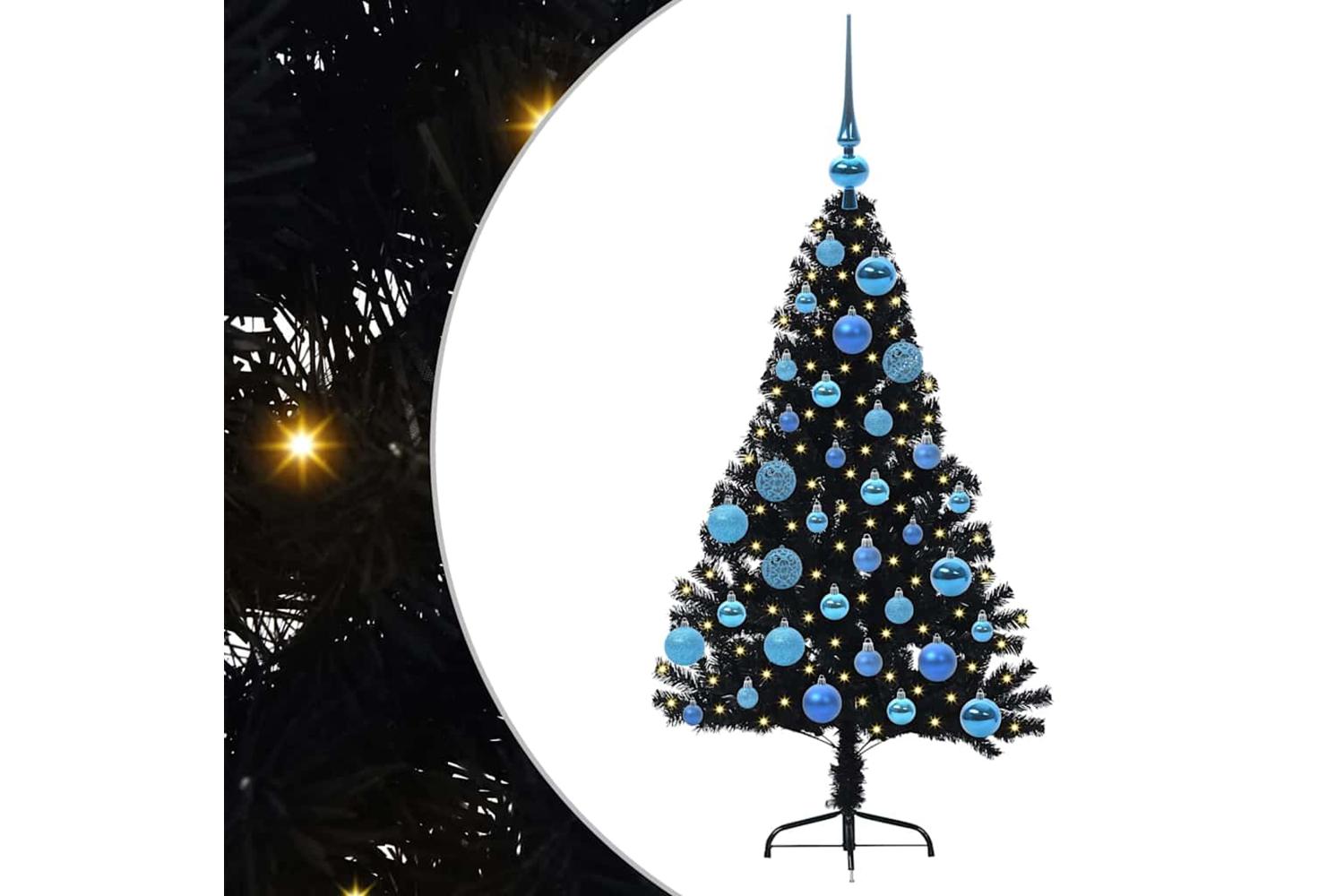 Vidaxl Artificial Pre-lit Christmas Tree Black 120 Cm Pvc