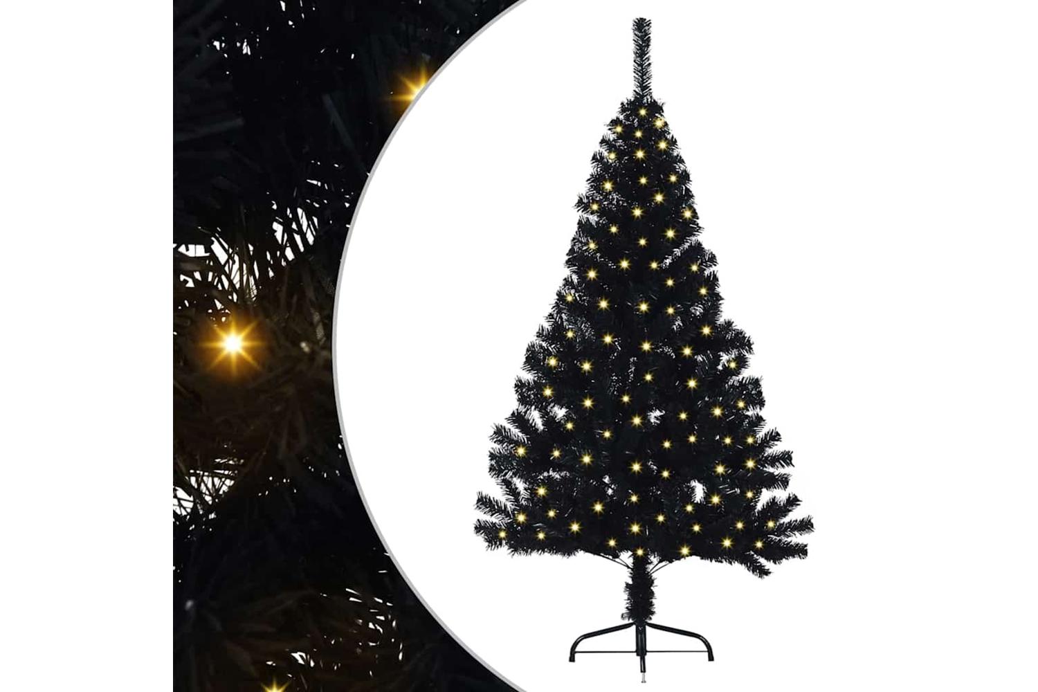 Vidaxl Artificial Pre-lit Christmas Tree Black 150 Cm Pvc