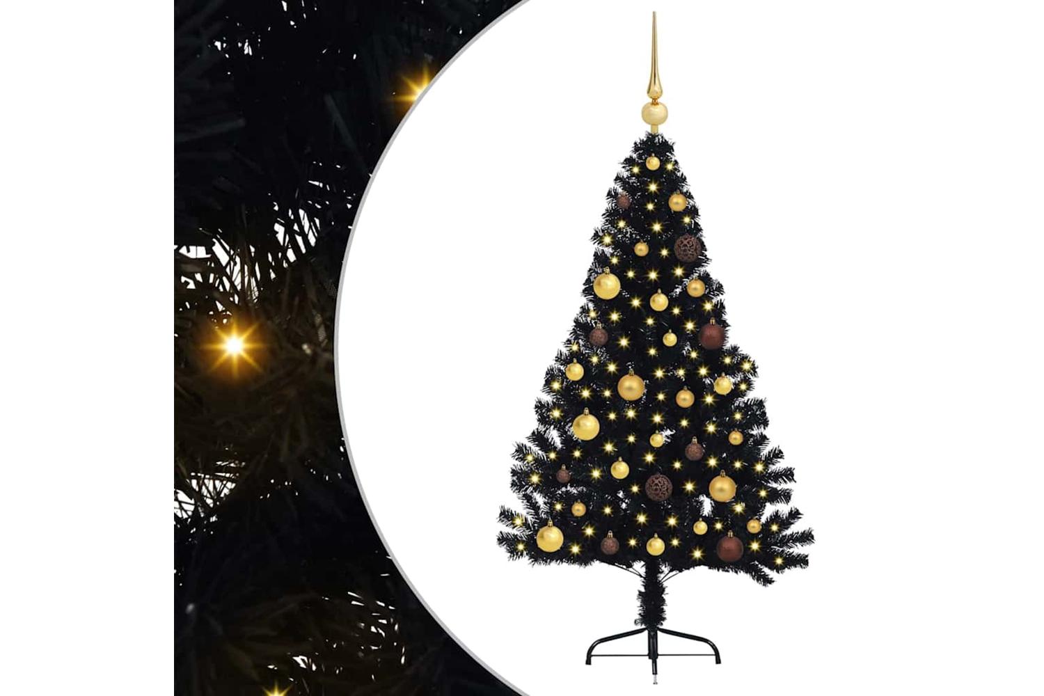Vidaxl Artificial Pre-lit Christmas Tree Black 150 Cm Pvc