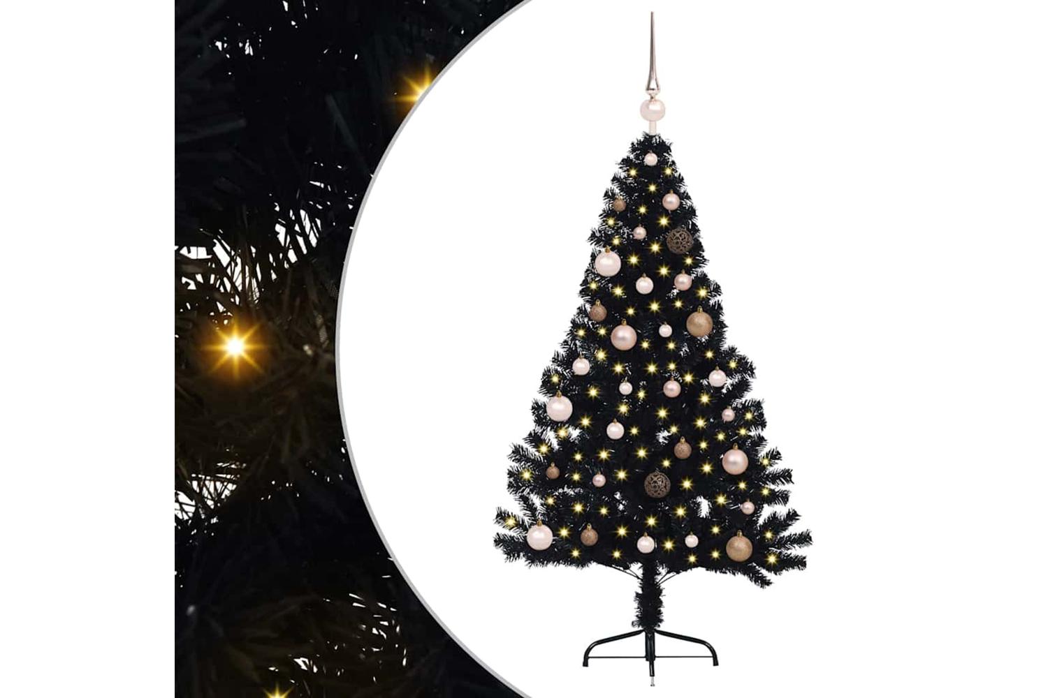 Vidaxl Artificial Pre-lit Christmas Tree Black 150 Cm Pvc