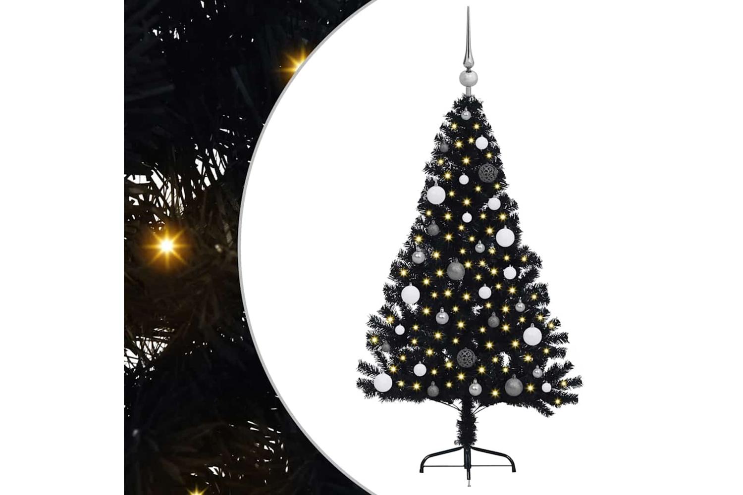 Vidaxl Artificial Pre-lit Christmas Tree Black 150 Cm Pvc