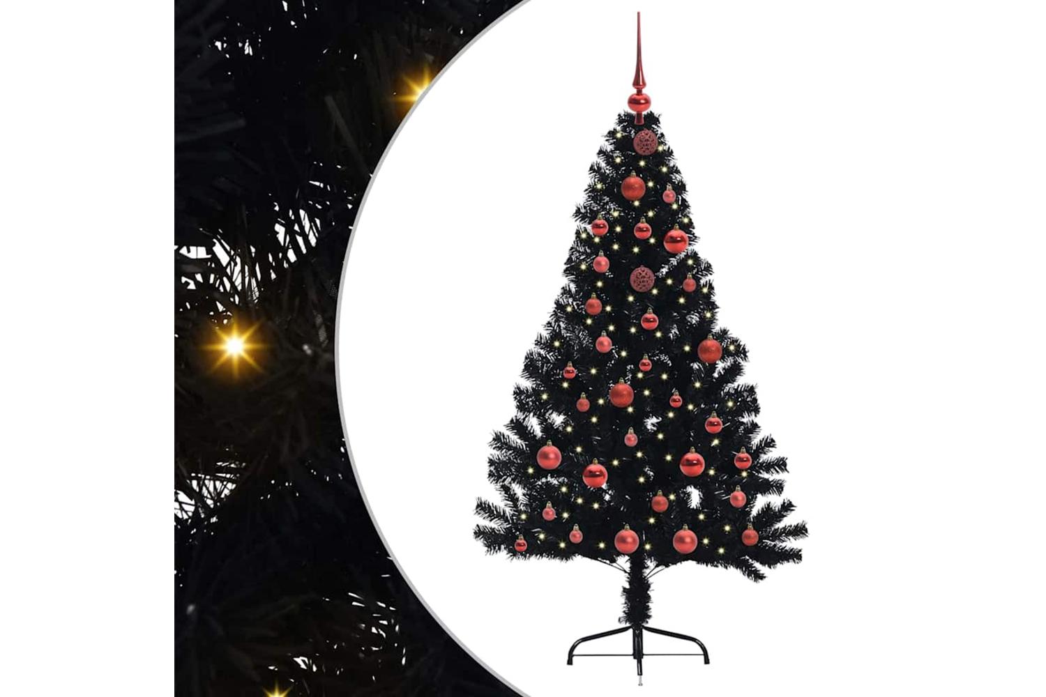 Vidaxl Artificial Pre-lit Christmas Tree Black 150 Cm Pvc