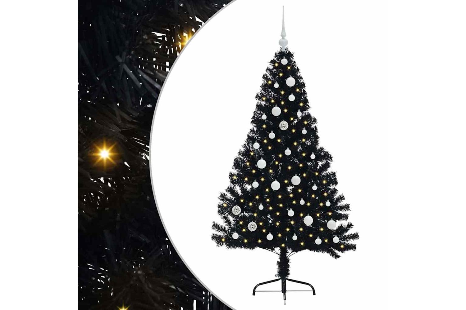 Vidaxl Artificial Pre-lit Christmas Tree Black 150 Cm Pvc