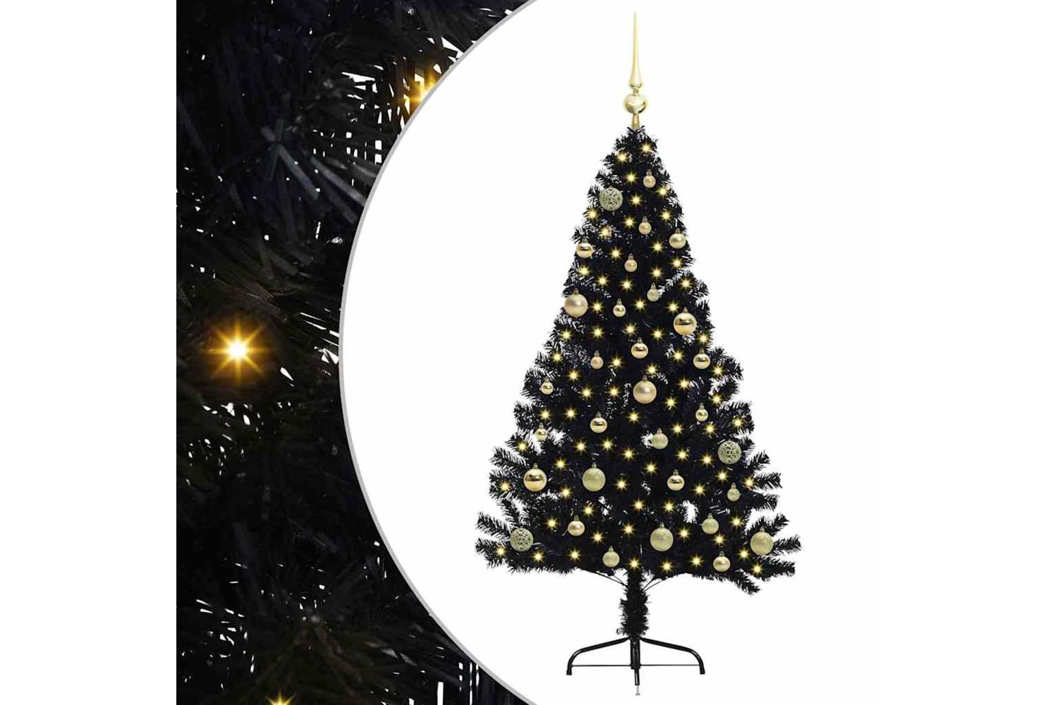 Vidaxl Artificial Pre-lit Christmas Tree Black 150 Cm Pvc