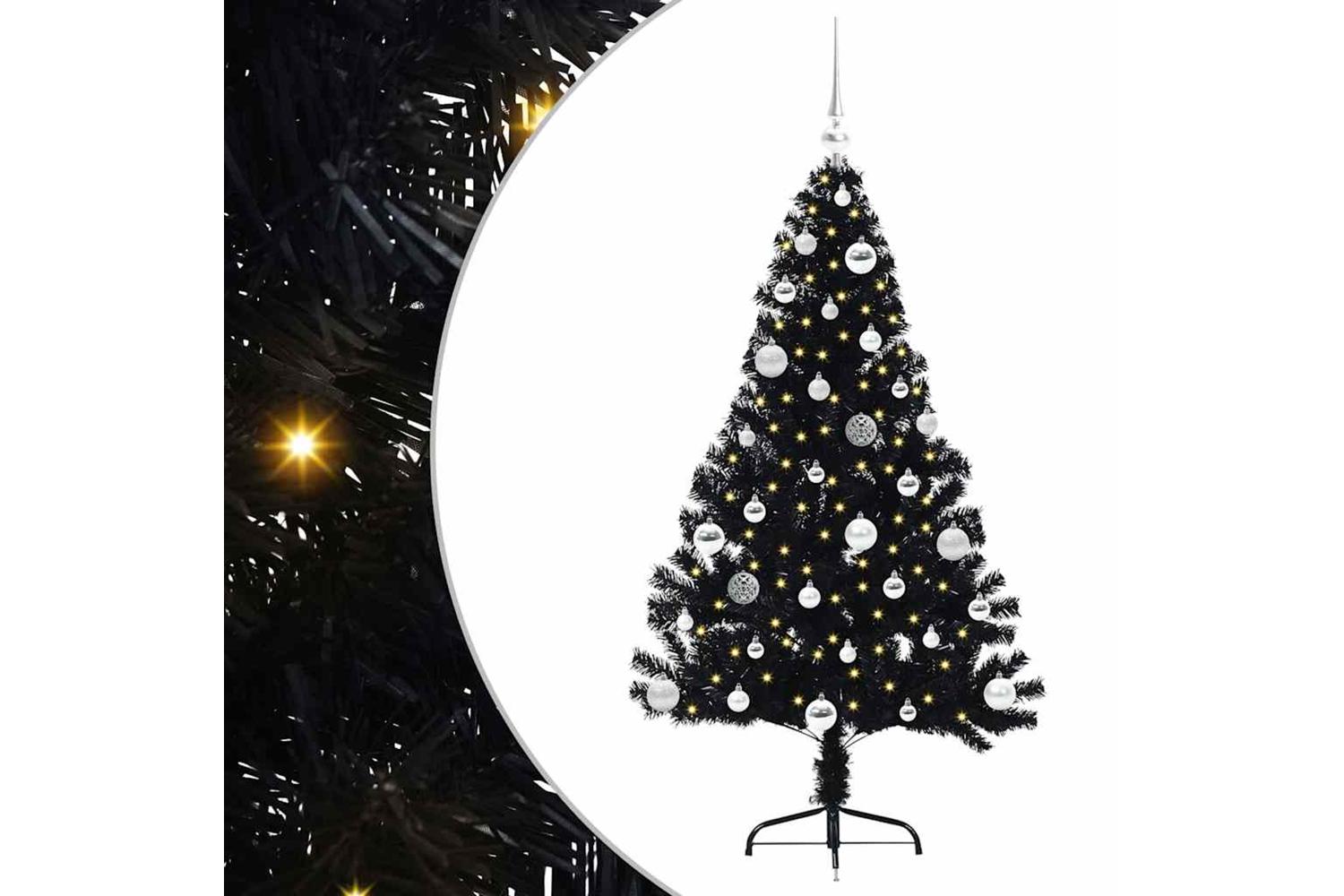 Vidaxl Artificial Pre-lit Christmas Tree Black 150 Cm Pvc