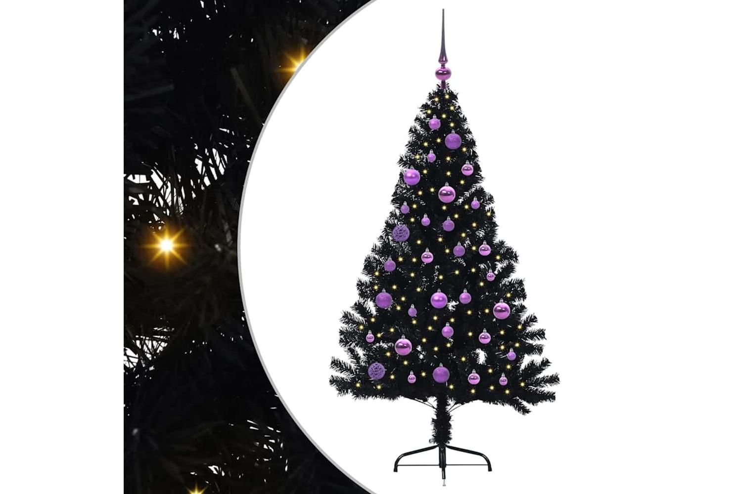 Vidaxl Artificial Pre-lit Christmas Tree Black 150 Cm Pvc
