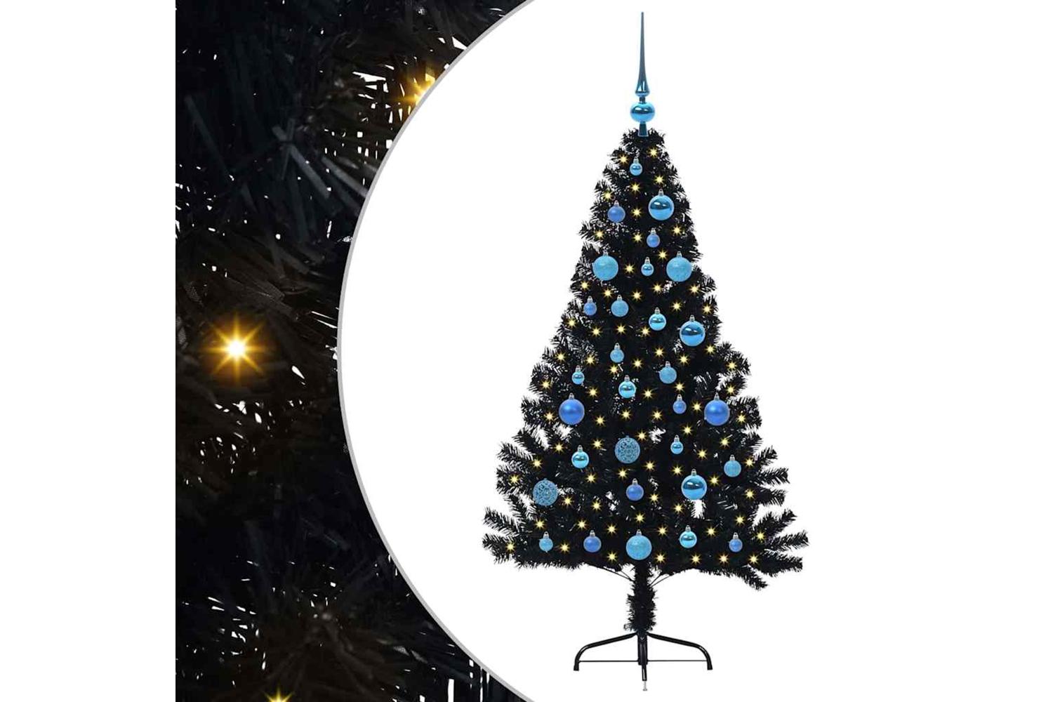 Vidaxl Artificial Pre-lit Christmas Tree Black 150 Cm Pvc