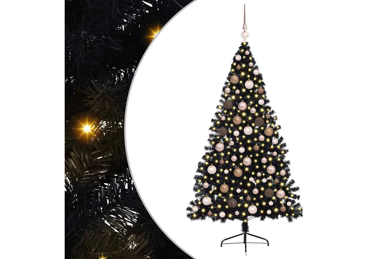 Vidaxl Artificial Pre-lit Christmas Tree Black 180 Cm Pvc