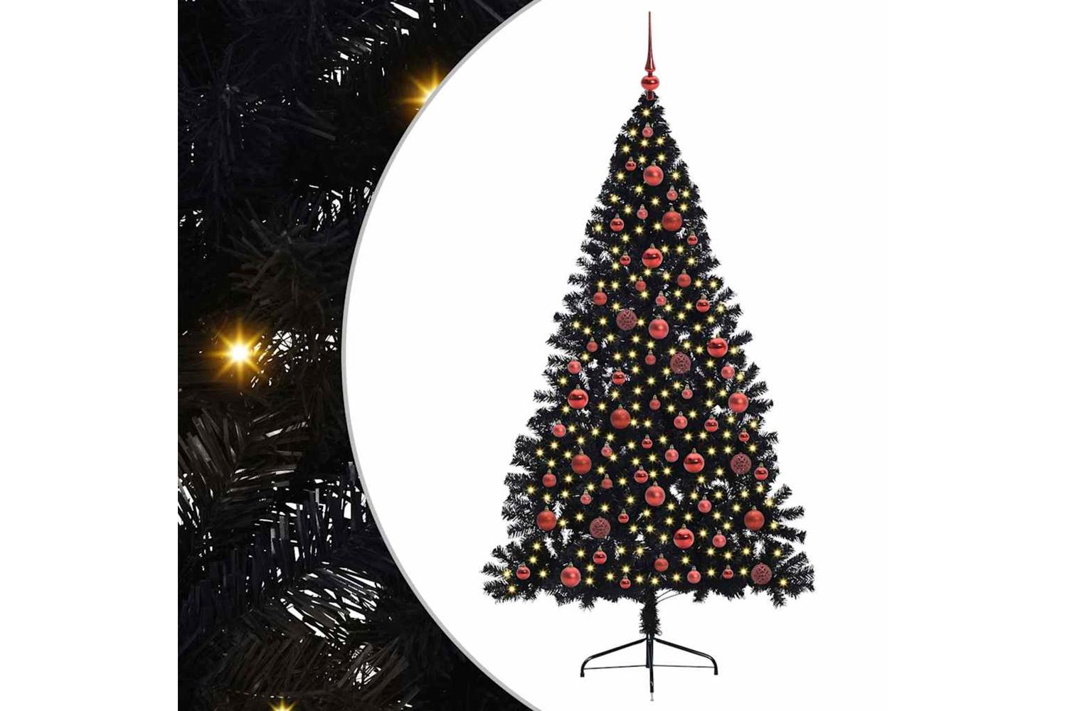 Vidaxl Artificial Pre-lit Christmas Tree Black 180 Cm Pvc